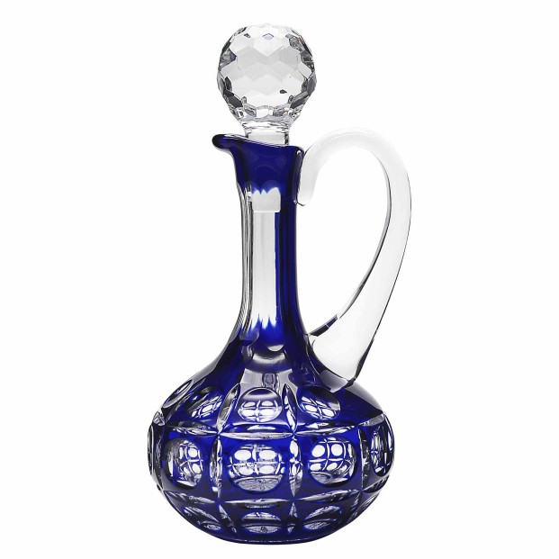 Botella de cristal encamisado (doblado) - Para whisky o licor - Colección 4355-COBALTO.