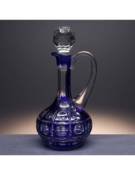 Botella de cristal encamisado (doblado) - Para whisky o licor - Colección 4355-COBALTO.