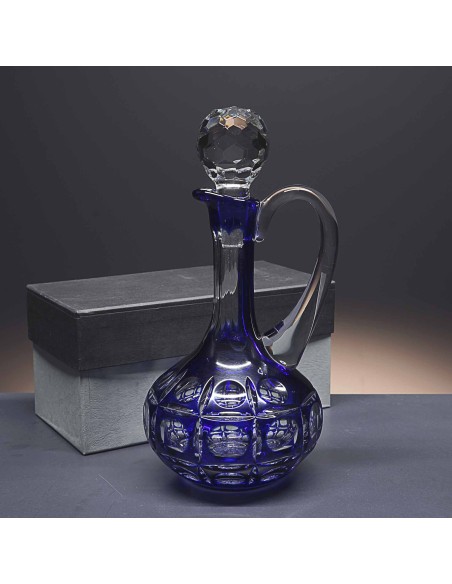 Botella de cristal encamisado (doblado) - Para whisky o licor - Colección 4355-COBALTO.