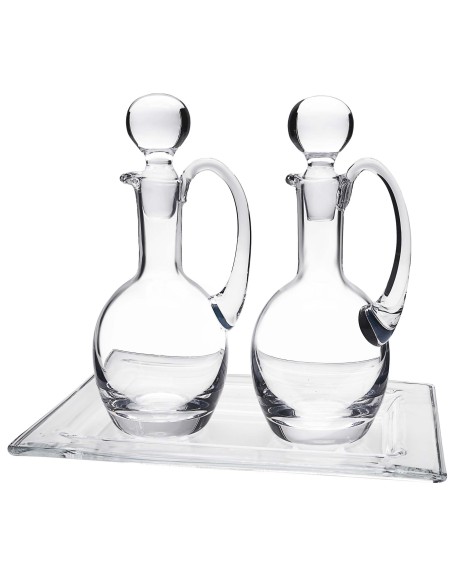 Juego de aceitera y vinagrera de cristal+bandeja de cristal - Colección 12695.