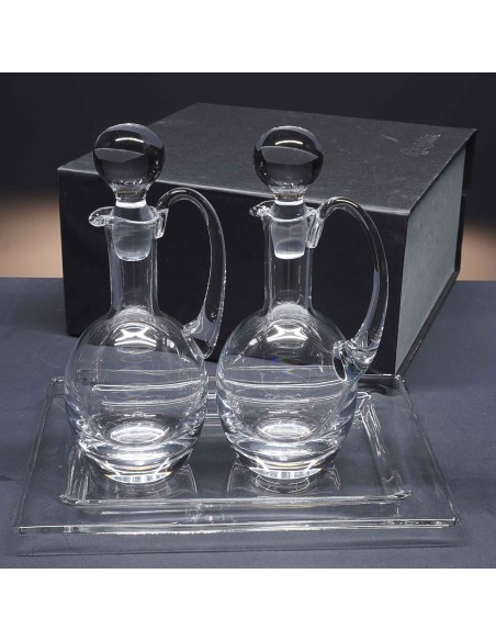 Juego de aceitera y vinagrera de cristal+bandeja de cristal - Colección 12695.