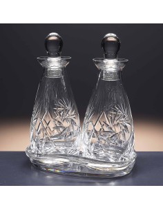 Juego de aceitera y vinagrera de cristal + bandeja de cristal - Colección TOSCANA - Talla 082.