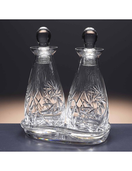 Juego de aceitera y vinagrera de cristal + bandeja de cristal - Colección TOSCANA - Talla 082.