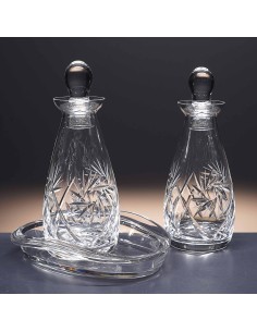 Juego de aceitera y vinagrera de cristal + bandeja de cristal - Colección TOSCANA - Talla 082. 2