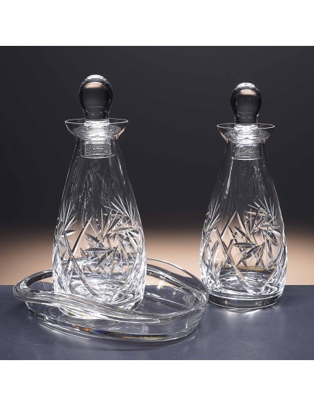 Juego de aceitera y vinagrera de cristal + bandeja de cristal - Colección TOSCANA - Talla 082.