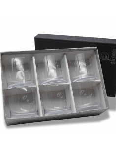 Juego de 6 vasos bajos de cristal para whisky o agua - Colección GOGO-GRABADO - Grabación personalizada.