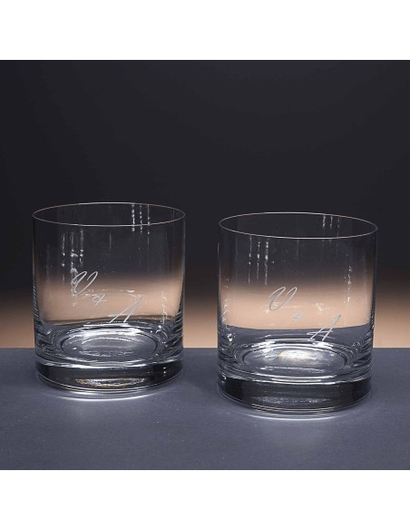 Juego de 6 vasos bajos de cristal para whisky o agua - Colección GOGO-GRABADO - Grabación personalizada.