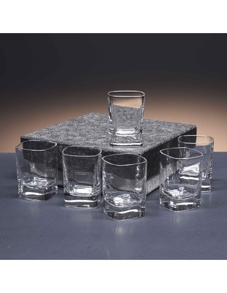 Juego de 6 vasos de cristal para chupitos de licor o whisky - Colección STRAUSS.