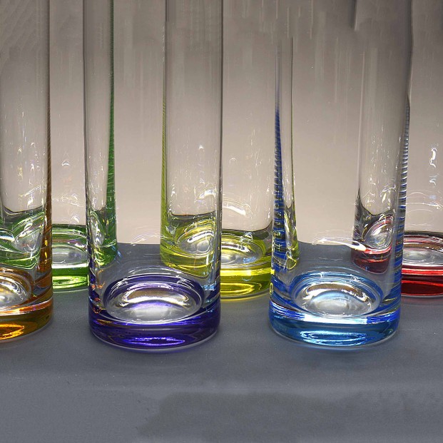 Juego de 6 vasos altos de cristal para whisky o agua - 6 colores - Colección CLASSIC.