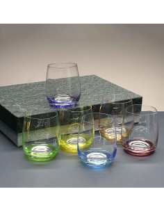 Juego de 6 vasos bajos de cristal para whisky o agua - 6 colores - Colección COOL. 2