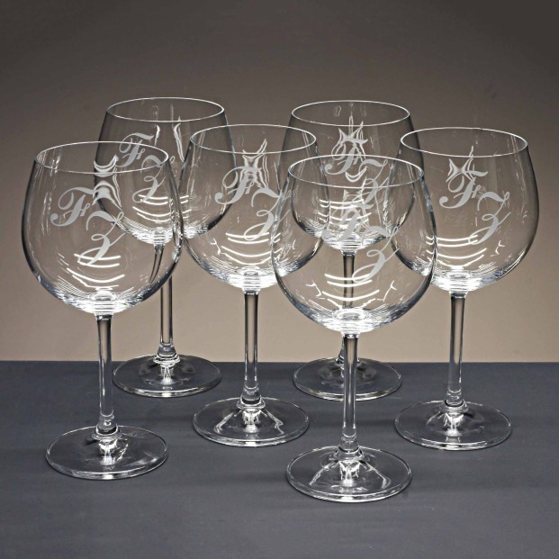 Juego de 6 copas de cristal para vino o agua - Colección GASTRO RESERVA-GRABADO - Grabación personalizada.