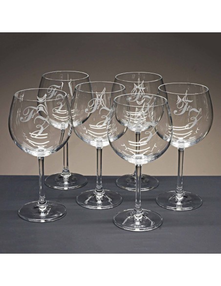 Juego de 6 copas de cristal para vino o agua - Colección GASTRO RESERVA-GRABADO - Grabación personalizada.