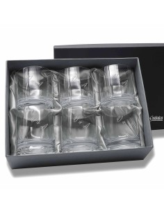 Set de 6 vasos bajos para whisky o agua - Colección GOGO-GRABADO - Grabación personalizada.