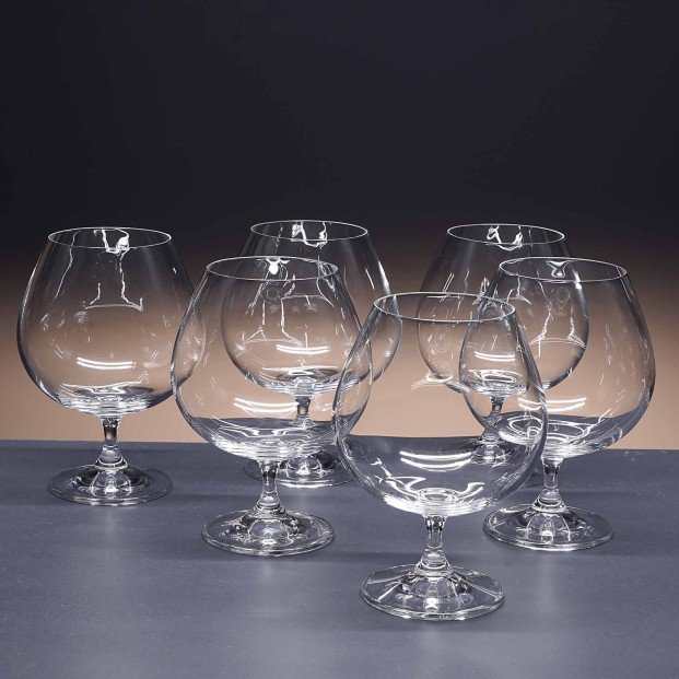 Set de 6 copas de cristal para coñac o brandy - Colección GASTRO.