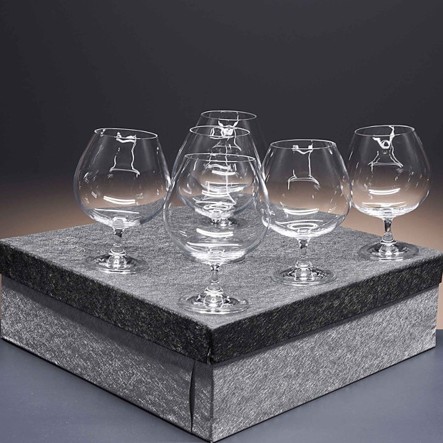 Set de 6 copas de cristal para coñac o brandy - Colección GASTRO.