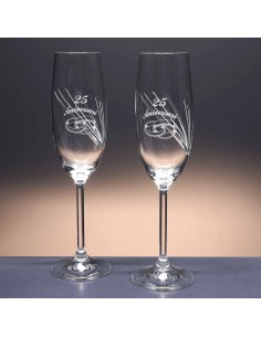 Set de 2 copas de cristal para champán - Colección NATALIE-ANIVERSARIO - Talla 722.