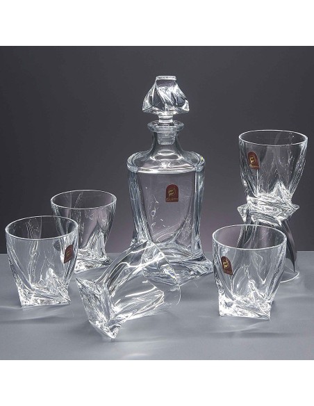 Set de 6 vasos bajos para whisky o agua+botella - Colección QUADRO.