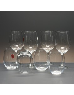 Set de 4 vasos bajos para whisky o agua+4 copas para vino - Colección CRISTALLIN.