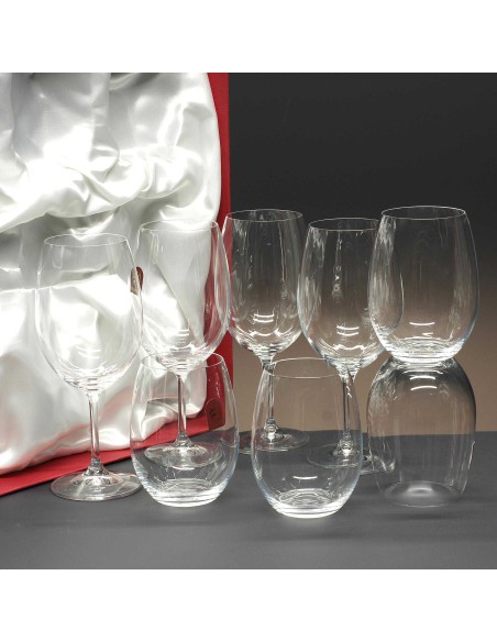 Set de 4 vasos bajos para whisky o agua+4 copas para vino - Colección CRISTALLIN.
