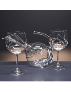 Set de 2 copas de cristal para vino o agua+decantador - Colección GASTRO RESERVA+38683-GRABADO - Grabación personalizada. 2
