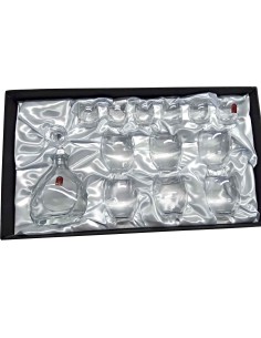 Set de 6 vasos bajos de cristal para whisky o agua+chupitos+botella - Colección MAGNIFICO.
