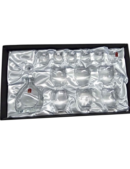 Set de 6 vasos bajos de cristal para whisky o agua+chupitos+botella - Colección MAGNIFICO.
