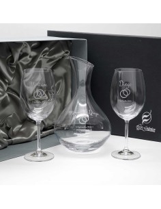 Set de 2 copas de cristal para vino o agua+decantador - Colección GASTRO BORGOÑA+31B06-GRABADO - Grabación personalizada.