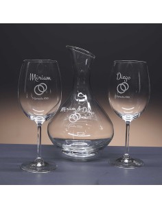 Set de 2 copas de cristal para vino o agua+decantador - Colección GASTRO BORGOÑA+31B06-GRABADO - Grabación personalizada. 2