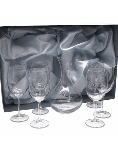 Set de 6 copas de cristal para vino o agua+decantador - Colección GASTRO BORGOÑA+31B06-GRABADO - Grabación personalizada.