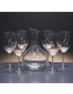 Set de 6 copas de cristal para vino o agua+decantador - Colección GASTRO BORGOÑA+31B06-GRABADO - Grabación personalizada. 2