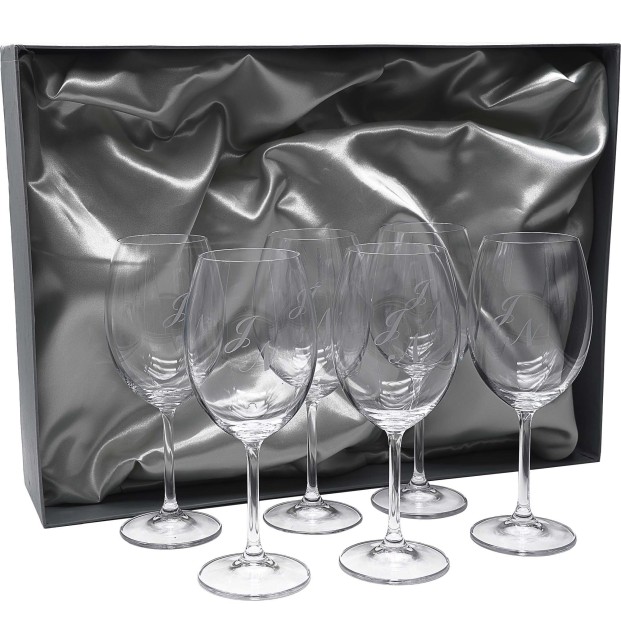 Set de 6 copas de cristal para vino o agua - Colección GASTRO BORGOÑA-GRABADO - Grabación personalizada.