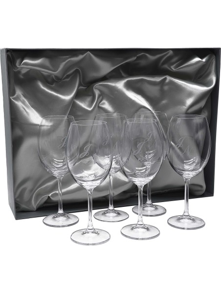 Set de 6 copas de cristal para vino o agua - Colección GASTRO BORGOÑA-GRABADO - Grabación personalizada.