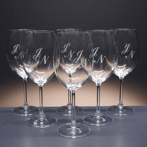 Set de 6 copas de cristal para vino o agua - Colección GASTRO BORGOÑA-GRABADO - Grabación personalizada.