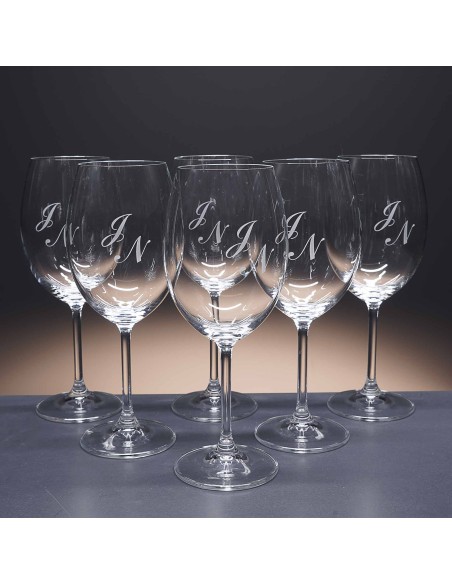 Set de 6 copas de cristal para vino o agua - Colección GASTRO BORGOÑA-GRABADO - Grabación personalizada.
