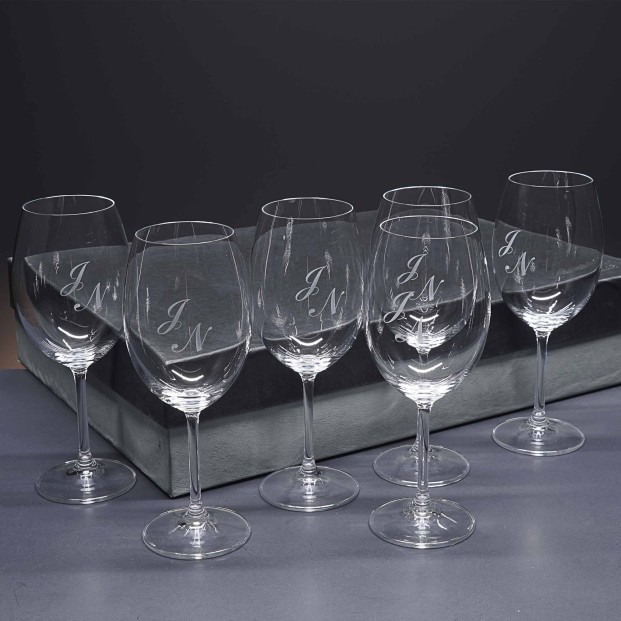 Set de 6 copas de cristal para vino o agua - Colección GASTRO BORGOÑA-GRABADO - Grabación personalizada.