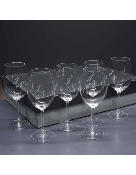 Set de 6 copas de cristal para vino o agua - Colección GASTRO BORGOÑA-GRABADO - Grabación personalizada.