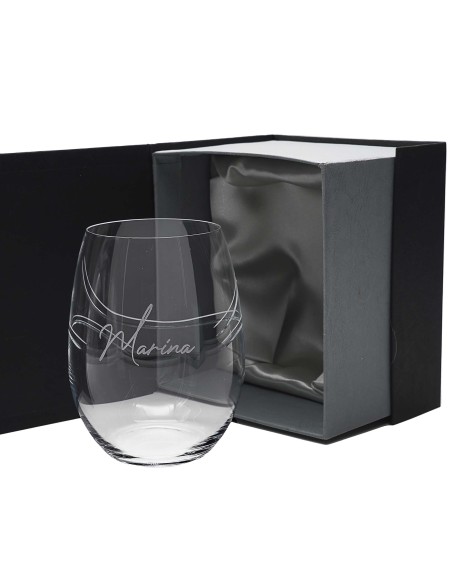 Set de 1 vaso bajo para whisky o agua - Colección CRISTALLIN-GRABADO - Grabación personalizada.