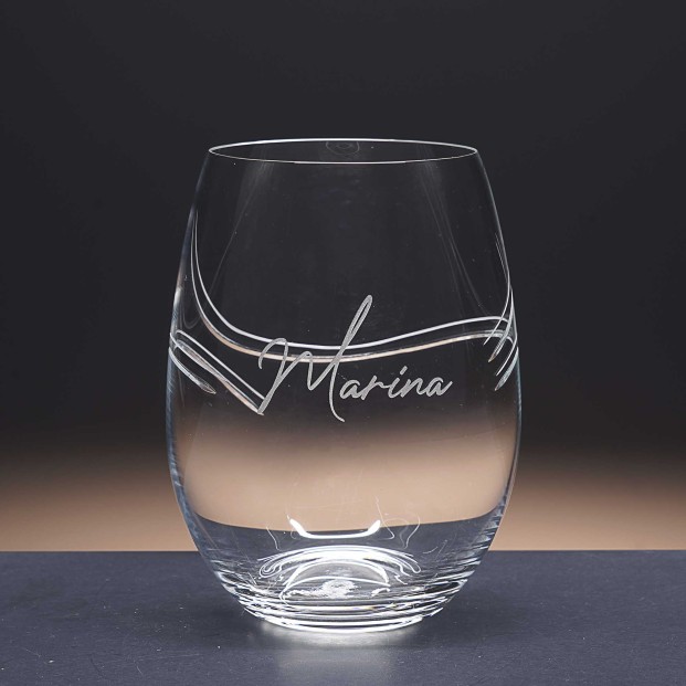 Set de 1 vaso bajo para whisky o agua - Colección CRISTALLIN-GRABADO - Grabación personalizada.