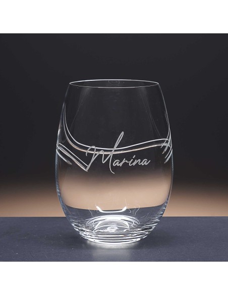 Set de 1 vaso bajo para whisky o agua - Colección CRISTALLIN-GRABADO - Grabación personalizada.