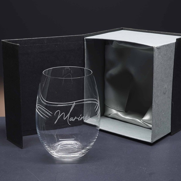 Set de 1 vaso bajo para whisky o agua - Colección CRISTALLIN-GRABADO - Grabación personalizada.