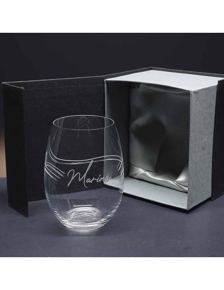 Set de 1 vaso bajo para whisky o agua - Colección CRISTALLIN-GRABADO - Grabación personalizada.