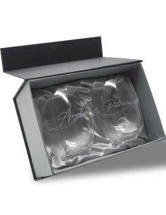 Set de 2 vasos bajos para whisky o agua - Colección CRISTALLIN-GRABADO - Grabación personalizada.