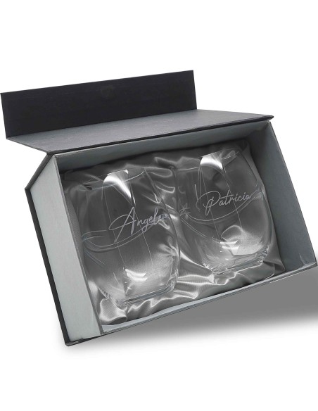 Set de 2 vasos bajos para whisky o agua - Colección CRISTALLIN-GRABADO - Grabación personalizada.