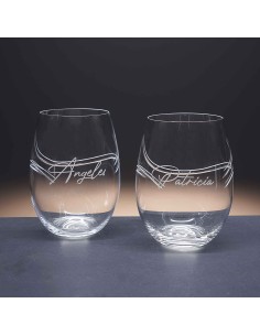 Set de 2 vasos bajos para whisky o agua - Colección CRISTALLIN-GRABADO - Grabación personalizada. 2
