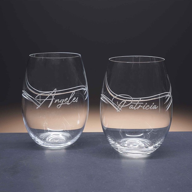 Set de 2 vasos bajos para whisky o agua - Colección CRISTALLIN-GRABADO - Grabación personalizada.