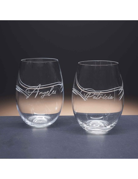 Set de 2 vasos bajos para whisky o agua - Colección CRISTALLIN-GRABADO - Grabación personalizada.