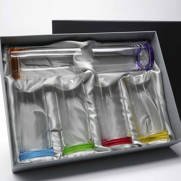 Set de 6 vasos altos de cristal para whisky o agua - 6 colores - Colección CLASSIC.