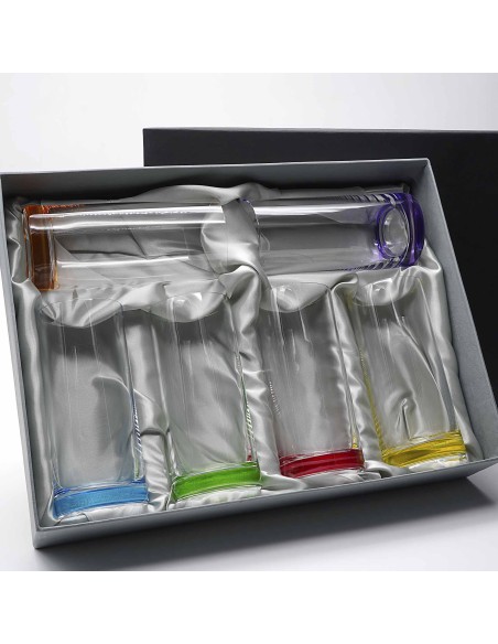 Set de 6 vasos altos de cristal para whisky o agua - 6 colores - Colección CLASSIC.