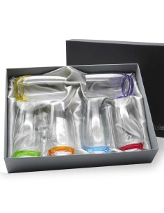 Set de 6 vasos altos de cristal para whisky o agua - 6 colores - Colección COOL.
