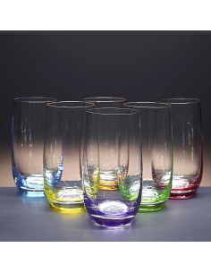 Set de 6 vasos altos de cristal para whisky o agua - 6 colores - Colección COOL. 2